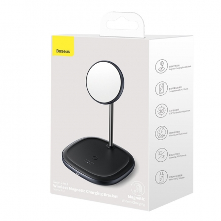 Бездротовий зарядний пристрій Baseus Swan 2-in-1 Wireless Magnetic Charging Bracket 20W+USB For type-C 3A 1m Black (WXSW-D01)
Бездротовий зарядний пристрій Baseus Swan 2-in-1 Wireless Magnetic Charging Bracket 20W+USB For type-C 3A 1m Black (WXSW-D01)