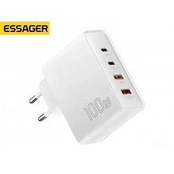Зарядний пристрій Essager 100W GAN 2 x Type-C + 2 x USB-A White