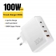 Зарядний пристрій Essager 100W GAN 2 x Type-C + 2 x USB-A White
