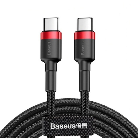 Кабель Baseus Cafule USB Type-C to USB Type-C 60W PD Quick charge 1 м Black/Red (CATKLF-I91)