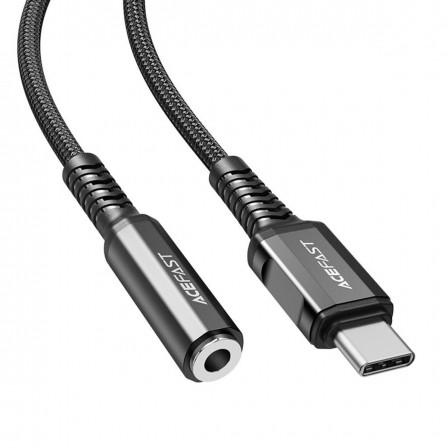 Кабель-перехiдник ACEFAST C1-07 USB-C to 3.5mm aluminum alloy headphones adapter cable Black