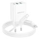 Мережевий зарядний пристрій з кабелем BOROFONE BA70A Quick three-port PD20W(1C2A) charger set(C to iP) White