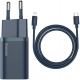 Мережевий зарядний пристрій з кабелем Baseus Super Si 1C 20W With Simple Wisdom Data Cable Type-C/iP 1m Blue