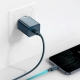 Мережевий зарядний пристрій з кабелем Baseus Super Si 1C 20W With Simple Wisdom Data Cable Type-C/iP 1m Blue
