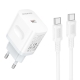 Мережевий зарядний пристрій з кабелем BOROFONE BA99A Breeze single port PD20W charger set(C to C) White