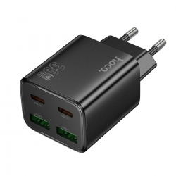 Мережевий зарядний пристрій HOCO N56 Fundador four-port PD30W(2C2A) charger(EU) Black