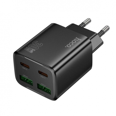 Мережевий зарядний пристрій HOCO N56 Fundador four-port PD30W(2C2A) charger(EU) Black
