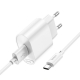 Мережевий зарядний пристрій з кабелем HOCO C109A Fighter single port QC3.0 charger set(Type-C) White