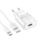 Мережевий зарядний пристрій з кабелем HOCO C109A Fighter single port QC3.0 charger set(Type-C) White