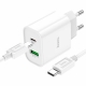 Мережевий зарядний пристрій з кабелем HOCO C80A Plus Rapido PD20W+QC3.0 charger set(Type-C to Type-C) White