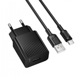 Мережевий зарядний пристрій з кабелем BOROFONE BAS71A Source single-port charger set(Type-C) Black