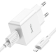 Мережевий зарядний пристрій з кабелем HOCO C106A Leisure single port charger set(iP) 10.5W White