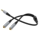 Аудіокабель HOCO UPA21 2-in-1 3.5 headset audio adapter cable(male to 2*female) Metal gray