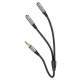 Аудіокабель HOCO UPA21 2-in-1 3.5 headset audio adapter cable(male to 2*female) Metal gray