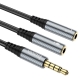 Аудіокабель HOCO UPA21 2-in-1 3.5 headset audio adapter cable(male to 2*female) Metal gray