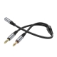 Аудіокабель HOCO UPA21 2-in-1 3.5 headset audio adapter cable(female to 2*male) 0.25m Metal Gray