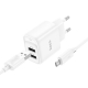 Мережевий зарядний пристрій з кабелем HOCO C141A Smart dual-port charger set(Micro) White
