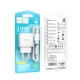 Мережевий зарядний пристрій з кабелем HOCO C141A Smart dual-port charger set(Micro) White