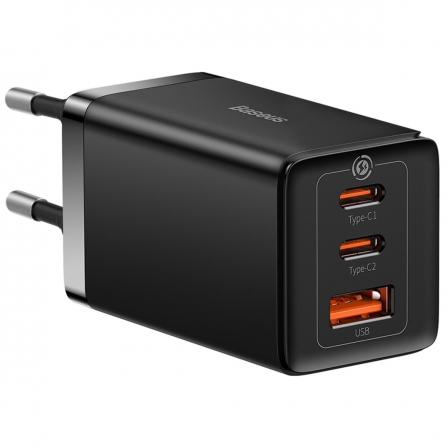 Мережевий зарядний пристрій з кабелем Baseus GaN5 Pro Fast Charger 2C+U 65W  EU  Black(Baseus Xiaobai charging Cable Type-C  to