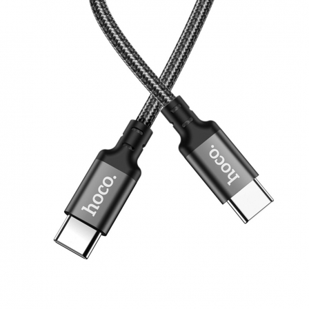 Кабель HOCO X14 Type-C to Type-C 60W, 1m, nylon, aluminum connectors, Black