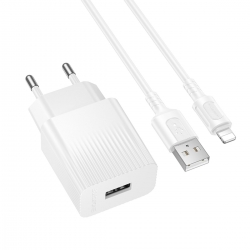 Мережевий зарядний пристрій з кабелем BOROFONE BAS71A Source single-port charger set(iP) White