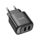 Мережевий зарядний пристрій HOCO C141A Smart dual-port charger Black