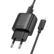 Мережевий зарядний пристрій з кабелем HOCO C141A Smart dual-port charger set(Micro) Black