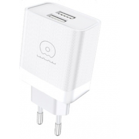 Мережевий зарядний пристрій WUW-C222 2.4A Charger  2 USB A  white