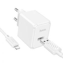 Мережевий зарядний пристрій з кабелем HOCO CS11A Ocean single port charger set(iP) White