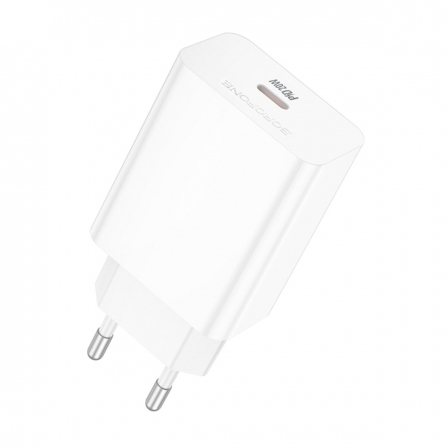 Мережевий зарядний пристрій BOROFONE BA21A Pro Long journey single port PD20W charger White