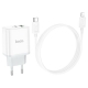 Мережевий зарядний пристрій з кабелем HOCO C105A Stage dual port PD20W+QC3.0 charger set (C to iP)(EU) White