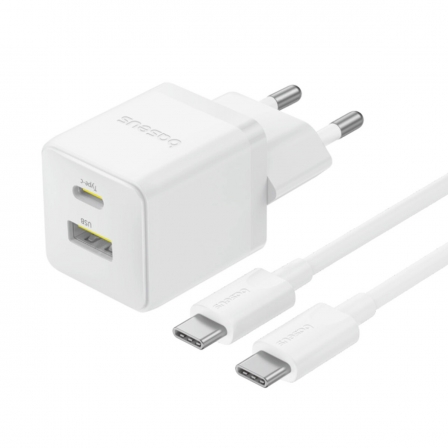 Мережевий зарядний пристрій з кабелем Baseus Palm Fast Charger C+U 30W EU Moon White (with USB-C to USB-C 60W (20V/3A) 1m Moon W