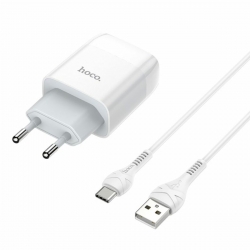 Мережевий зарядний пристрій з кабелем HOCO C72A Glorious single port charger set(Type-C) 10.5W White
