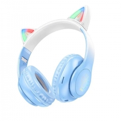 Бездротові накладні навушники HOCO W42 Cat ears BT headphones Crystal Blue