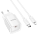 Мережевий зарядний пристрій з кабелем HOCO C146A Charm single port PD20W charger set (C to iP) (EU) White