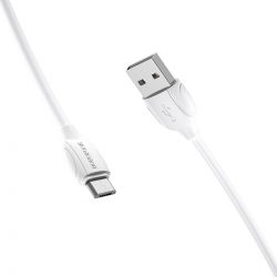 Кабель BOROFONE BX19 USB to Micro 2.4A, 1m, PVC, TPE connectors, White