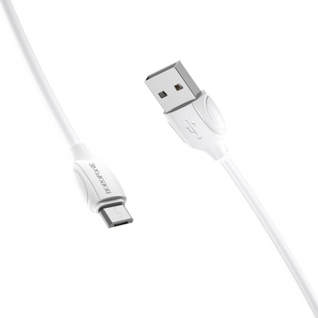 Кабель BOROFONE BX19 USB to Micro 2.4A, 1m, PVC, TPE connectors, White
