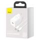 Мережевий зарядний пристрій з кабелем Baseus Super Si Quick Charger 1C 25W EU Sets White（ Mini White Cable Type-C to Type-C 3A 1