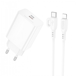 Мережевий зарядний пристрій з кабелем BOROFONE BA21A Pro Long journey single port PD20W charger set(C to iP) White