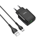 Мережевий зарядний пристрій з кабелем HOCO C72Q Glorious single port QC3.0 charger set(Type-C) 18W  Black