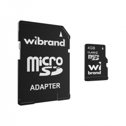 Карта пам'яті microSDHC Wibrand 4Gb class 4 (adapter SD)