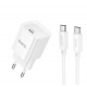 Мережевий зарядний пристрій з кабелем HOCO C146A Charm single port PD20W charger set (C to C) (EU) White