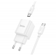 Мережевий зарядний пристрій з кабелем HOCO C146A Charm single port PD20W charger set (C to C) (EU) White