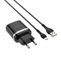 Мережевий зарядний пристрій з кабелем HOCO C12Q Smart QC3.0 charger set(Micro) 18W Black