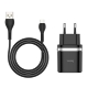 Мережевий зарядний пристрій з кабелем HOCO C12Q Smart QC3.0 charger set(Micro) 18W Black