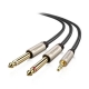 Аудіокабель UGREEN AV126 3.5mm TRS to Dual 6.35mm TS Audio Cable 2m (Gray)(UGR-10615)