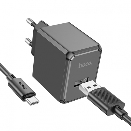 Мережевий зарядний пристрій з кабелем HOCO CS11A Ocean single port charger set(Type-C) Black