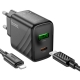 Мережевий зарядний пристрій з кабелем HOCO CS23A Sunlight dual-port PD30W+QC3.0 charger set (C to iP)(EU) Black