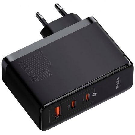 Мережевий зарядний пристрій з кабелем Baseus GaN5 Pro Digital Fast Charger 2C+U 160W Cluster Black (With Superior Charging Data