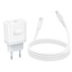 Мережевий зарядний пристрій з кабелем BOROFONE BA99A Breeze single port PD20W charger set(C to C) White